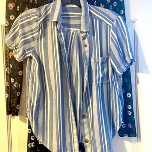 Blue + White Button Up